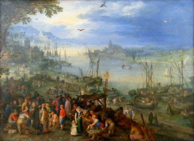 Fish Market on the Bank of a River by Jan the Elder Brueghel